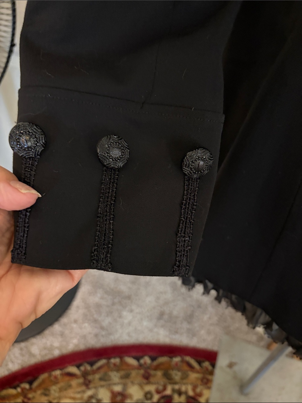 Insight Black lace Frayed-Trim Open Blazer - Picture 6 of 10